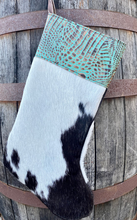 Cowhide Christmas Stocking