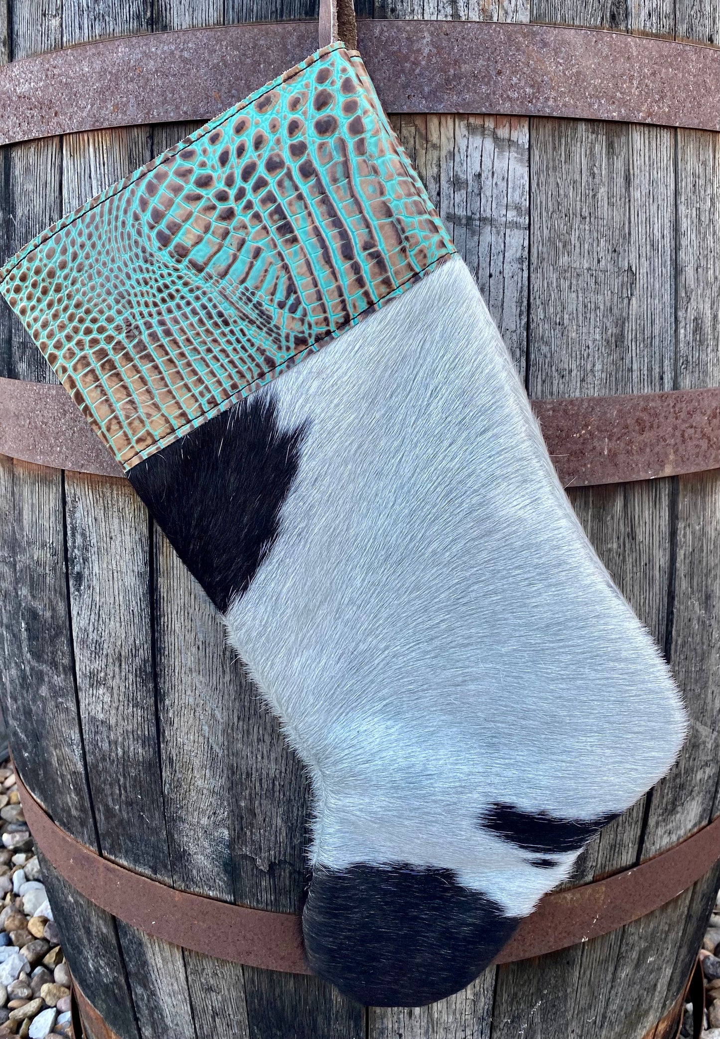 Cowhide Christmas Stocking