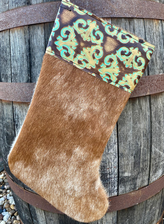 Cowhide Christmas Stocking