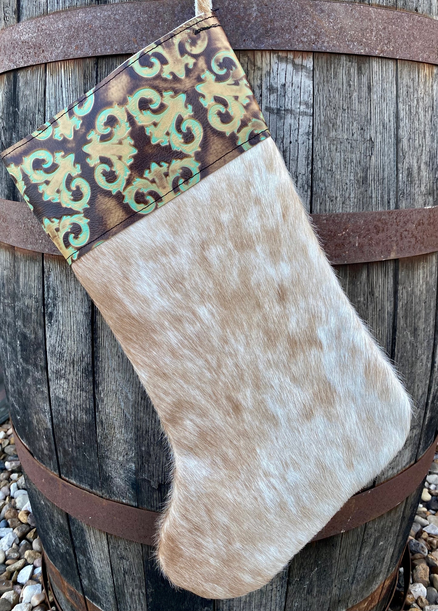Cowhide Christmas Stocking