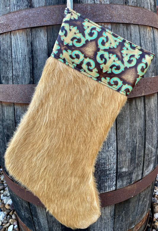 Cowhide Christmas Stocking