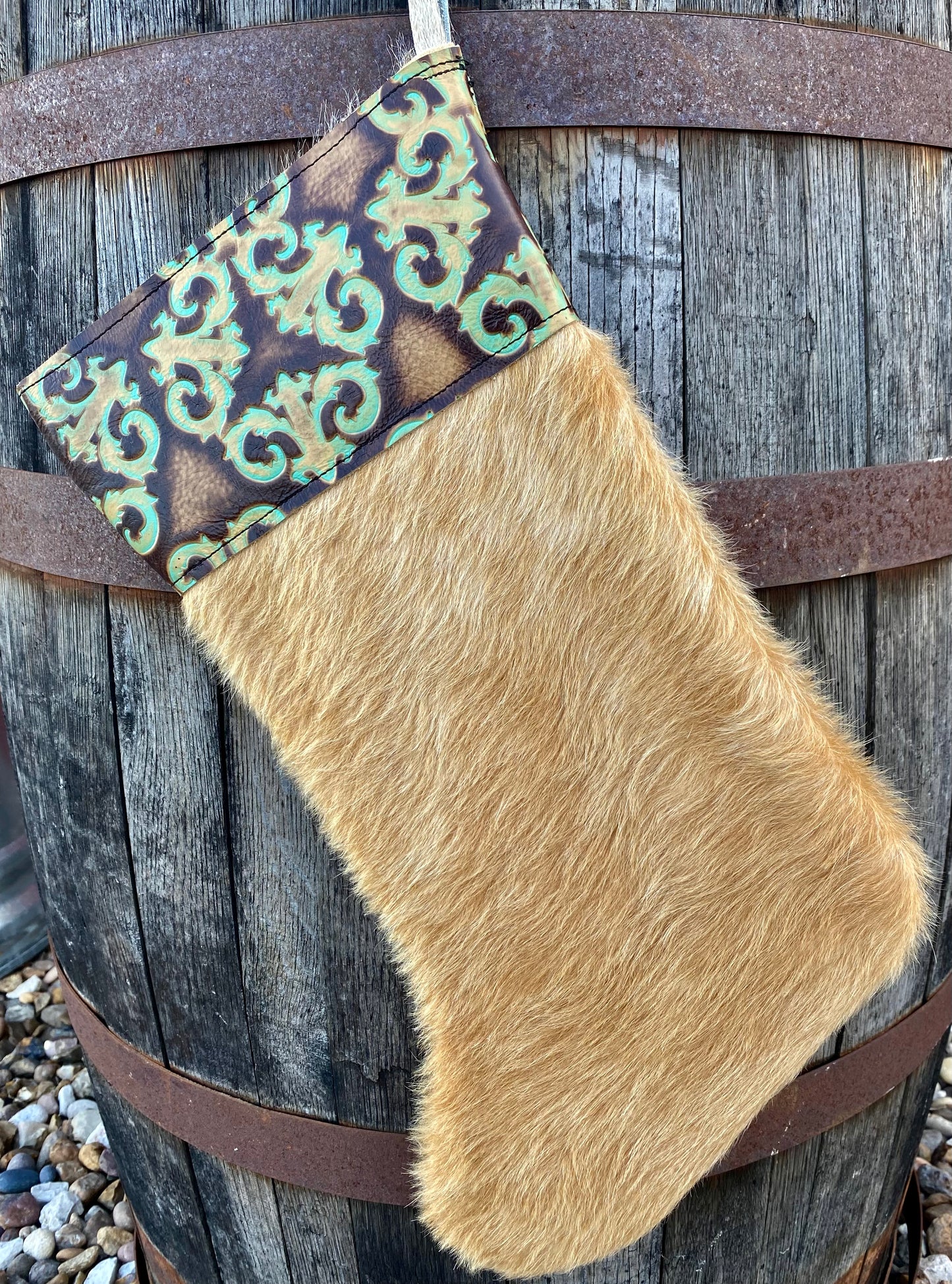 Cowhide Christmas Stocking