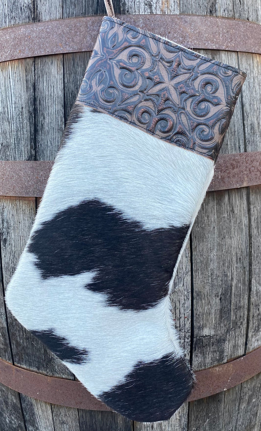 Cowhide Christmas Stocking