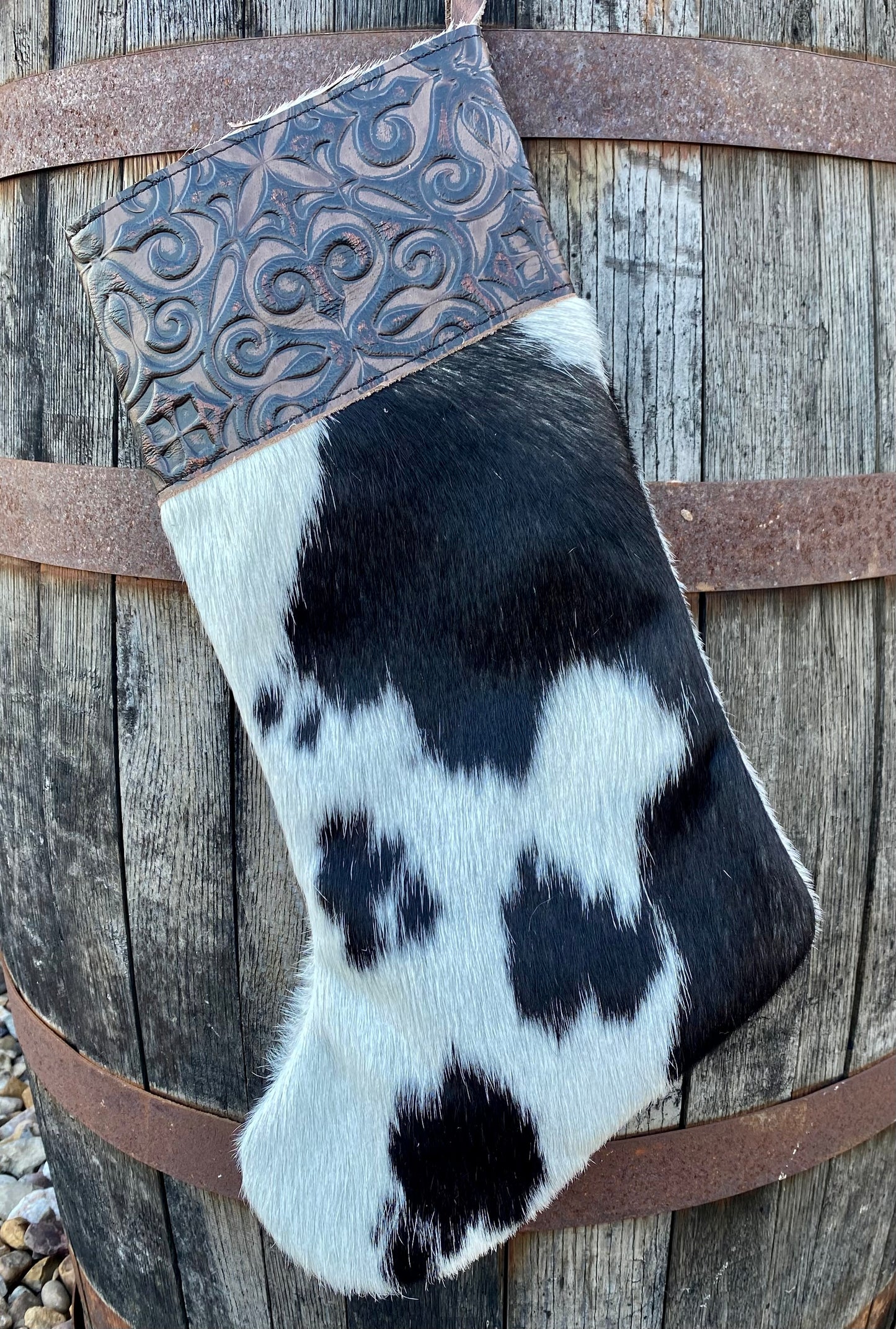Cowhide Christmas Stocking