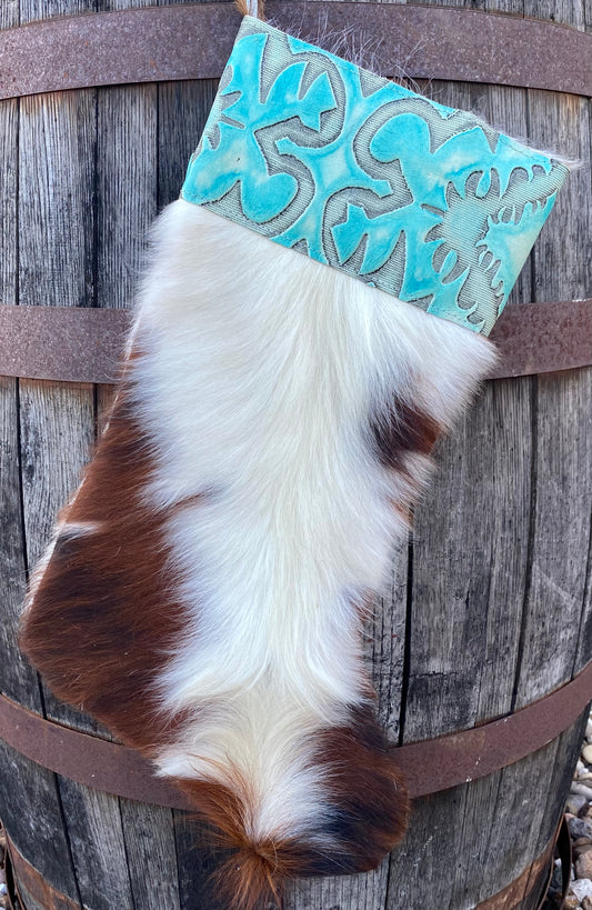 Cowhide Christmas Stocking