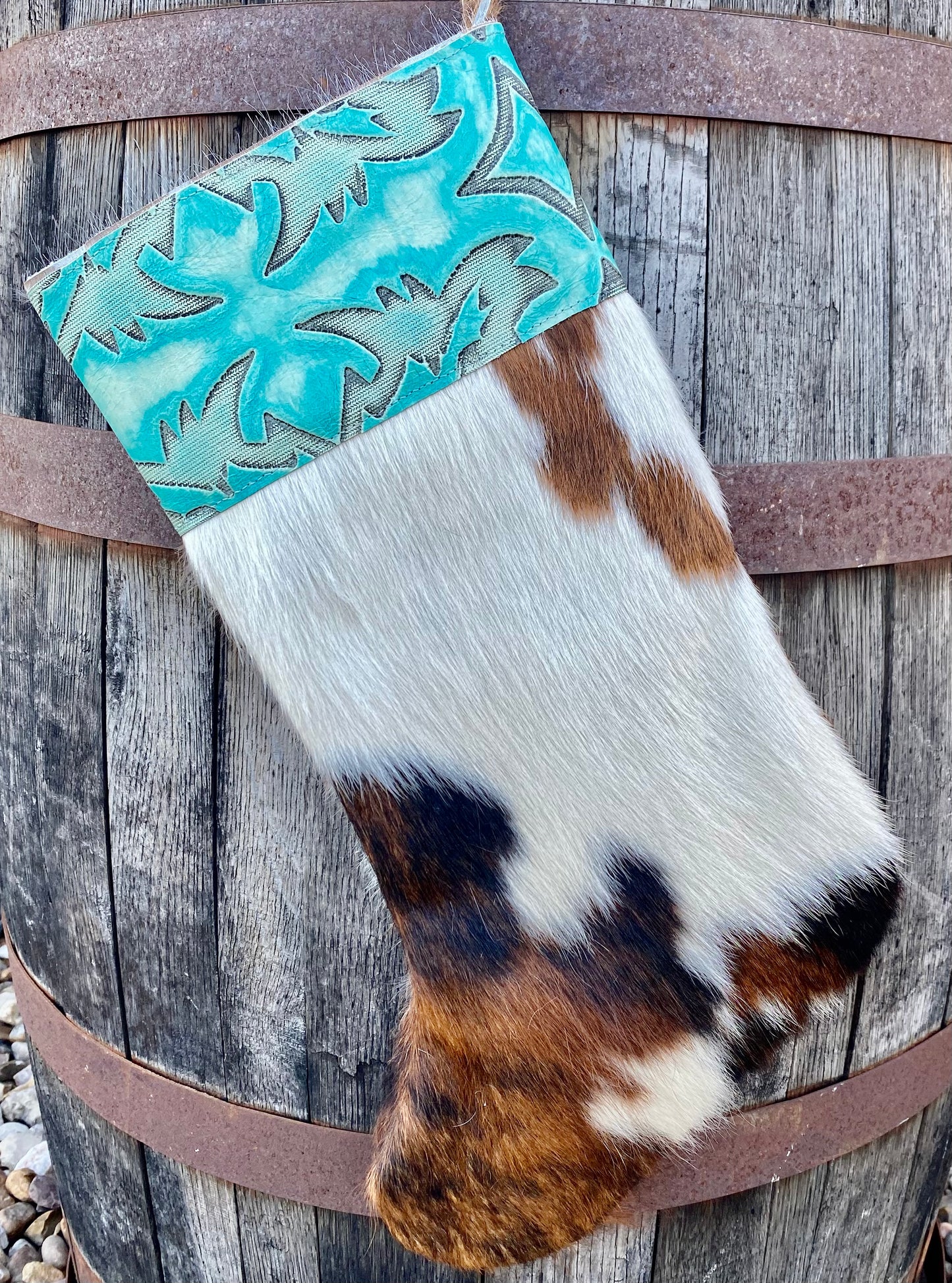 Cowhide Christmas Stocking