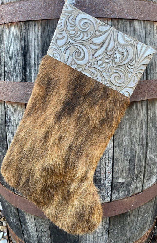 Cowhide Christmas Stocking