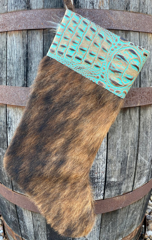 Cowhide Christmas Stocking