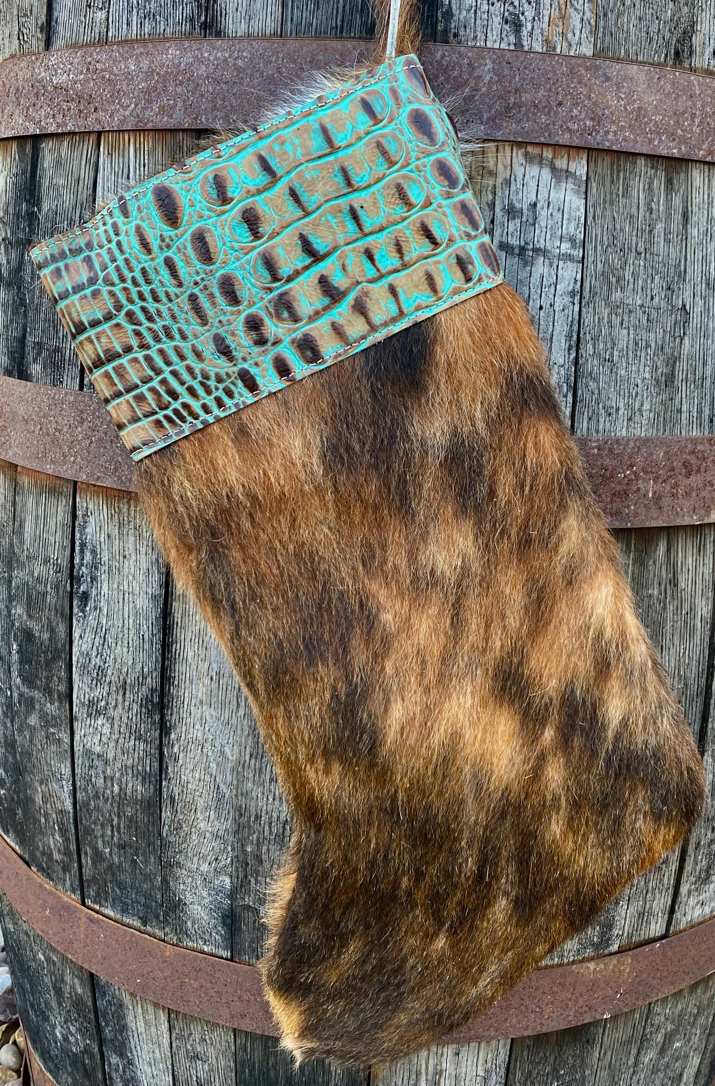Cowhide Christmas Stocking