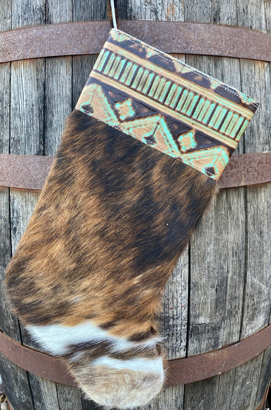 Cowhide Christmas Stocking