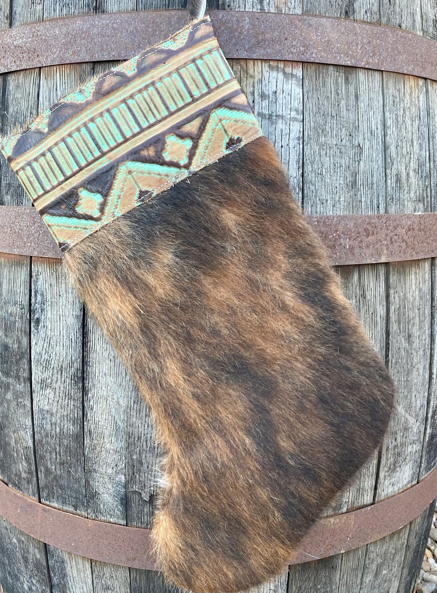 Cowhide Christmas Stocking