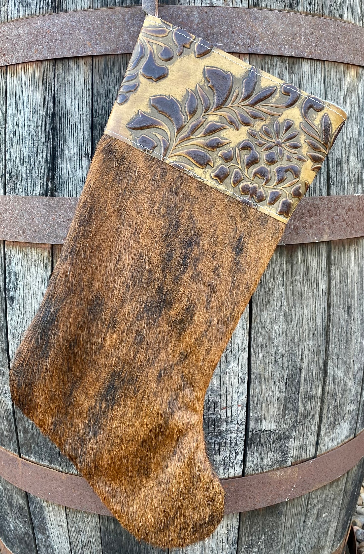 Cowhide Christmas Stocking