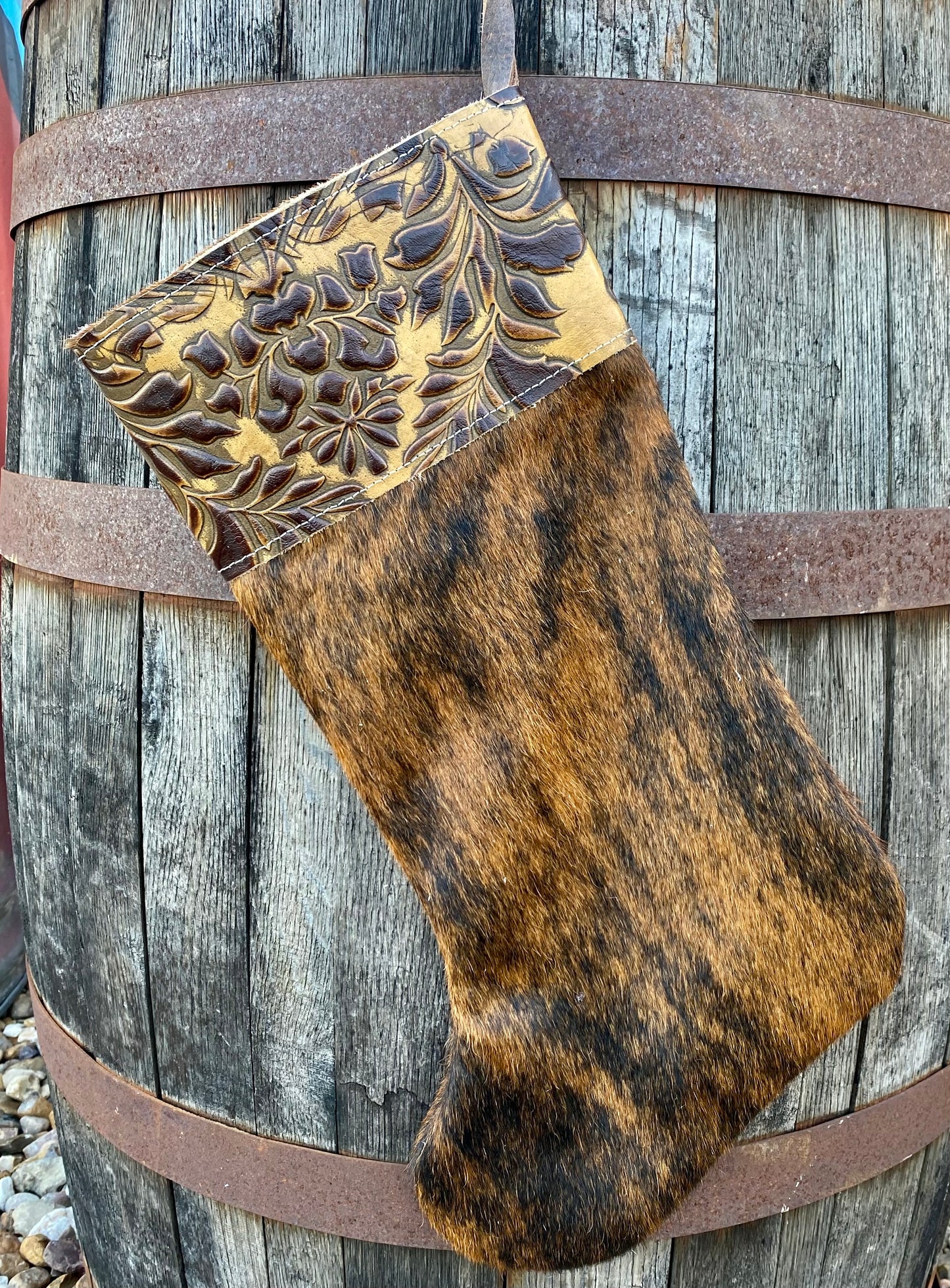 Cowhide Christmas Stocking