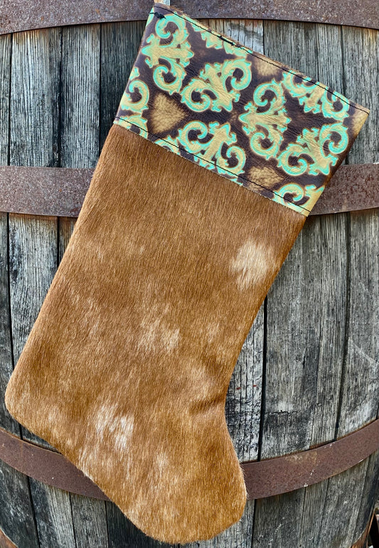 Cowhide Christmas Stocking