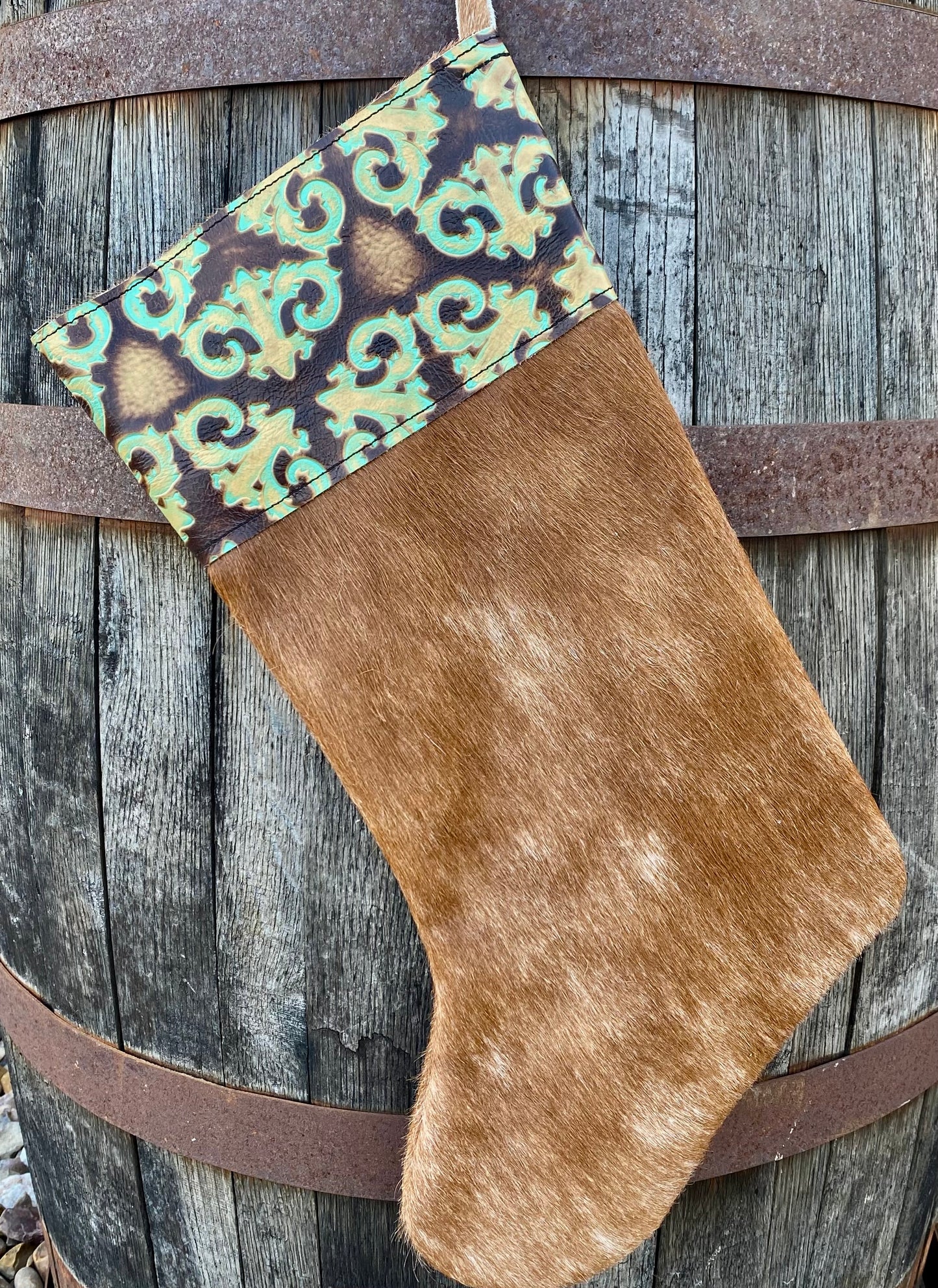 Cowhide Christmas Stocking