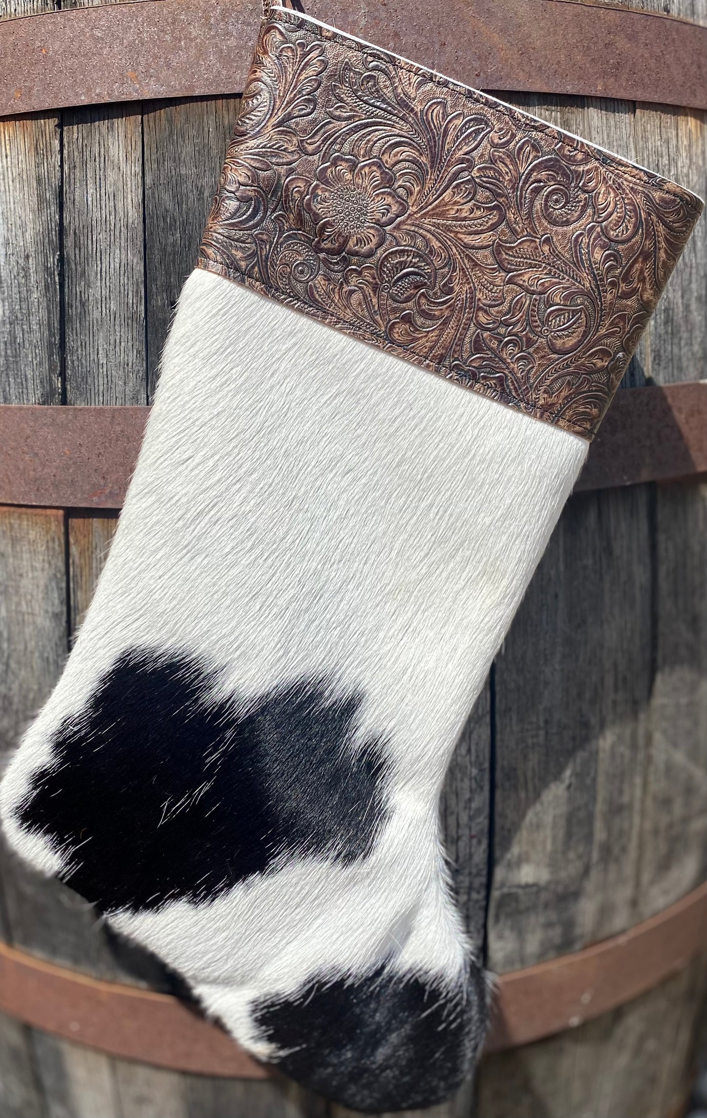 Cowhide Christmas Stocking