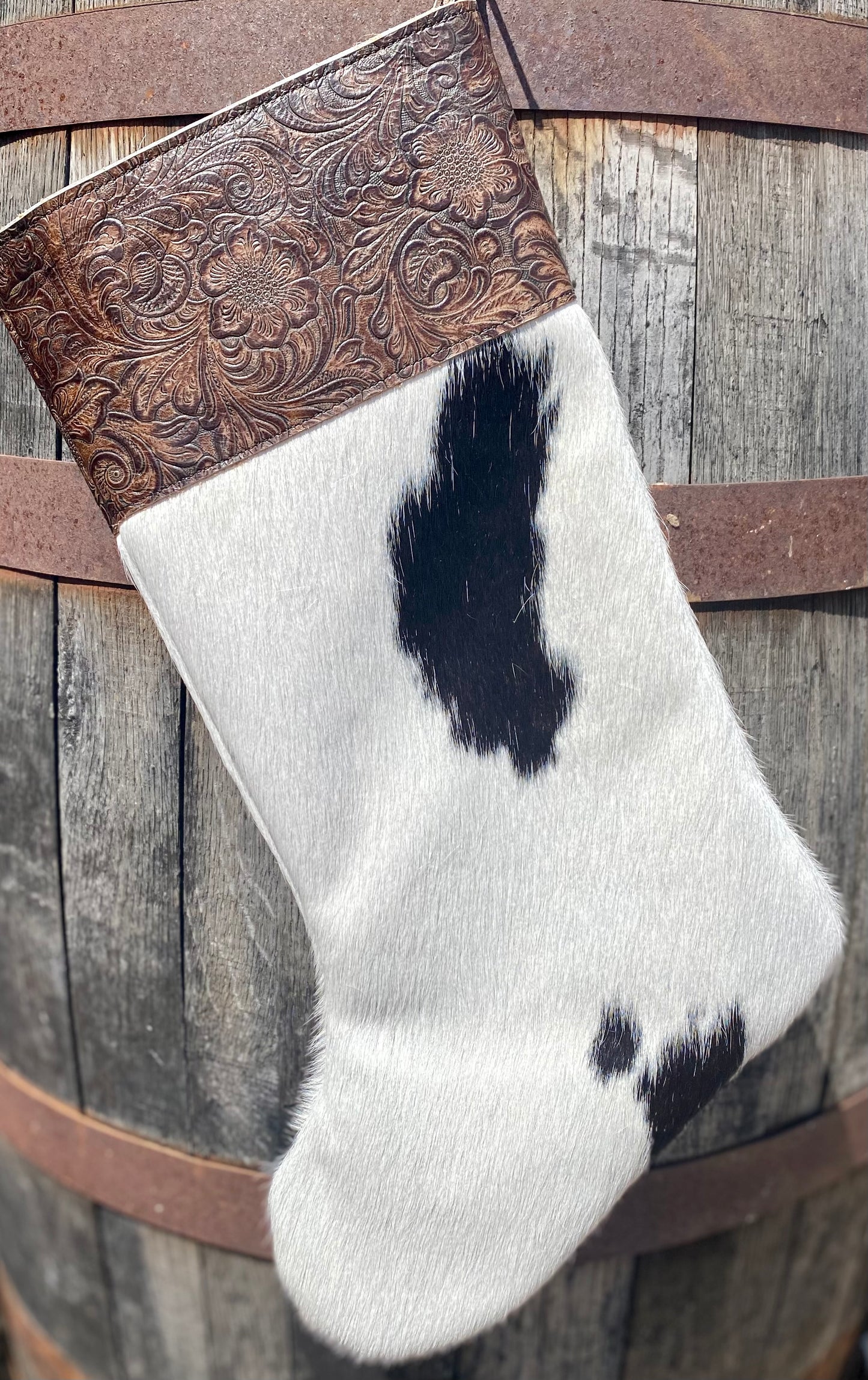 Cowhide Christmas Stocking