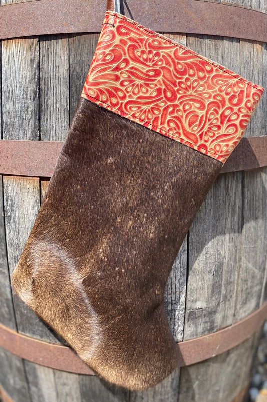 Cowhide Christmas Stocking