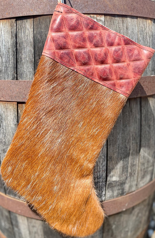 Cowhide Christmas Stocking