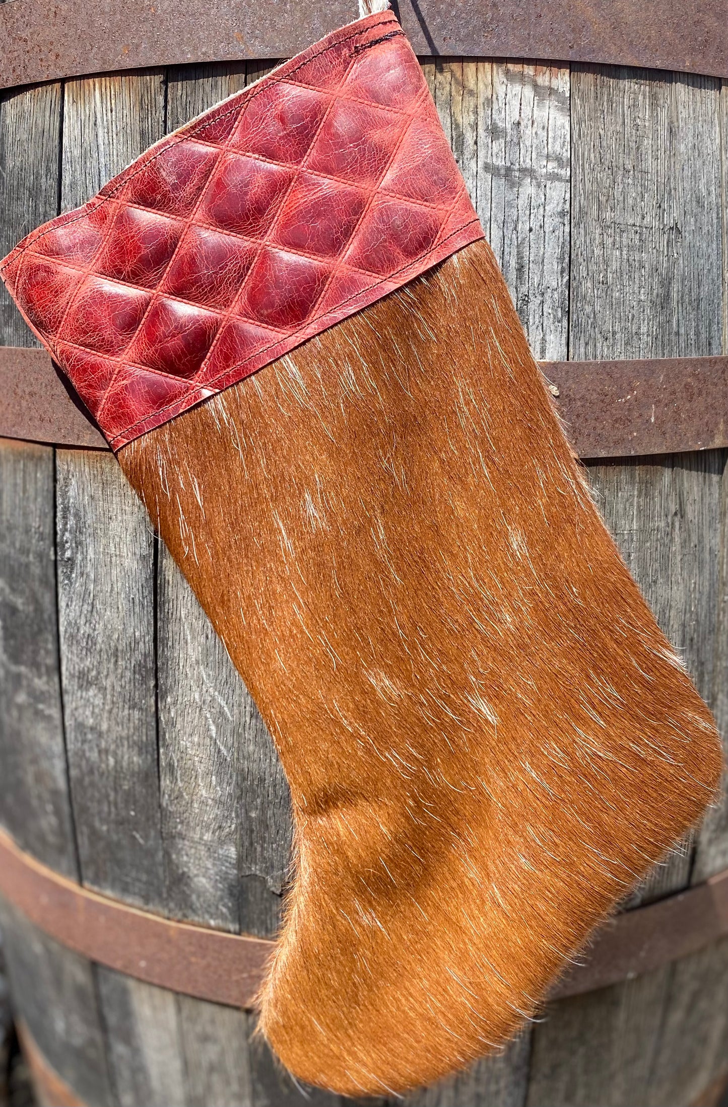 Cowhide Christmas Stocking