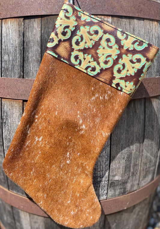 Cowhide Christmas Stocking