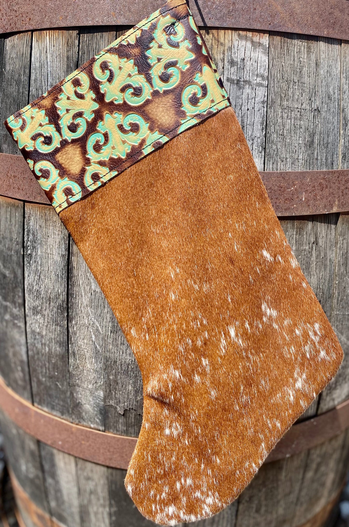 Cowhide Christmas Stocking