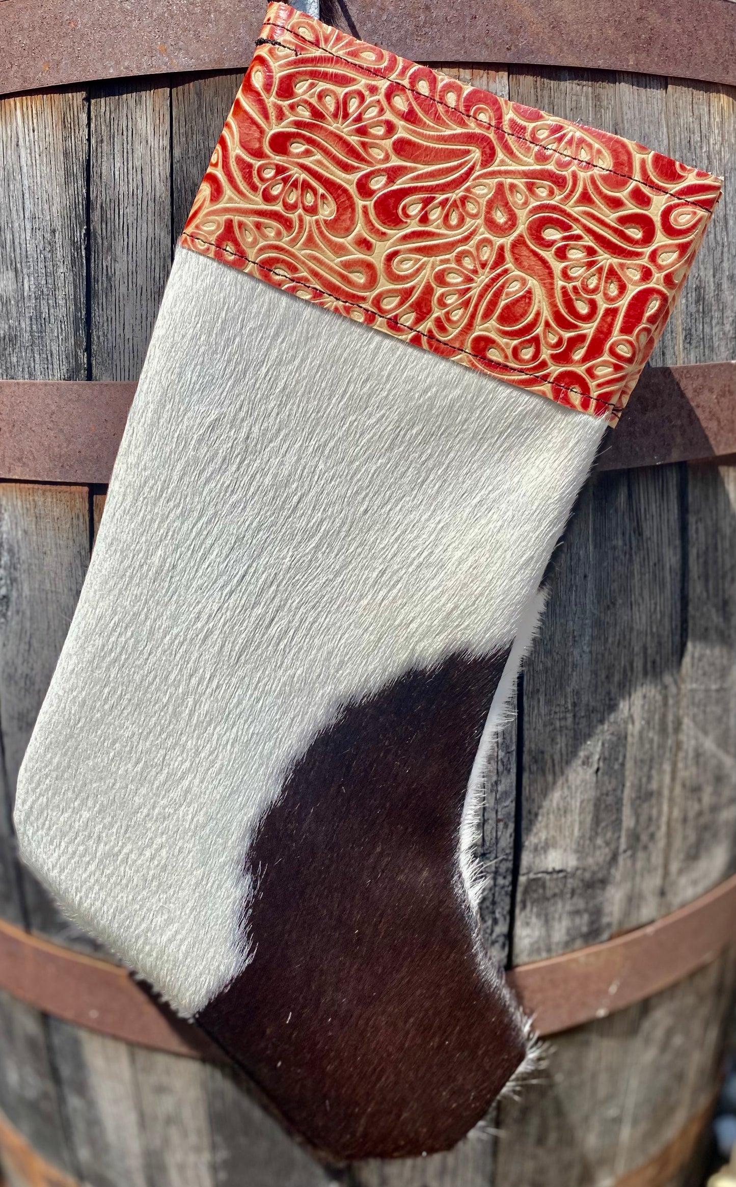 Cowhide Christmas Stocking