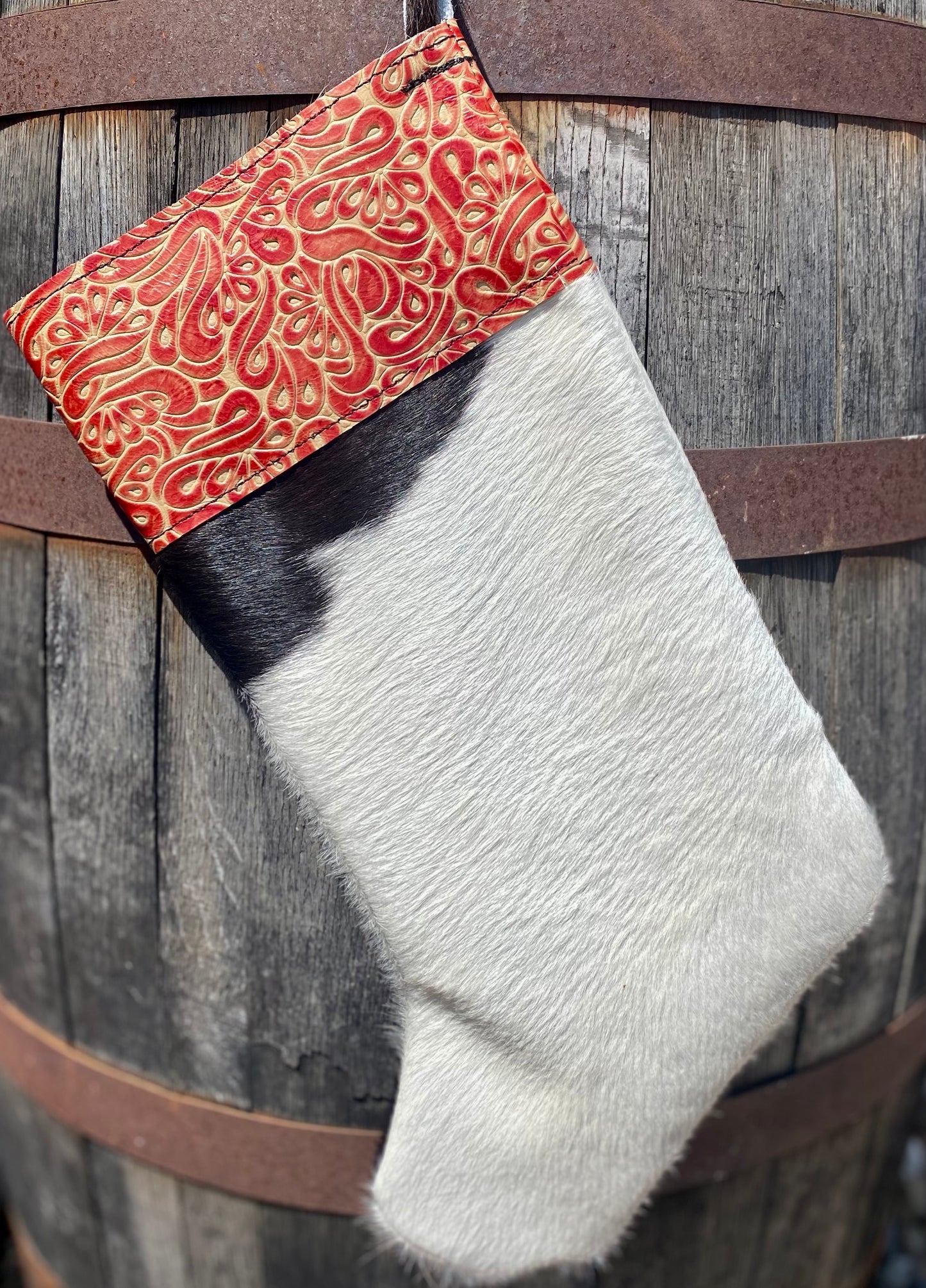 Cowhide Christmas Stocking