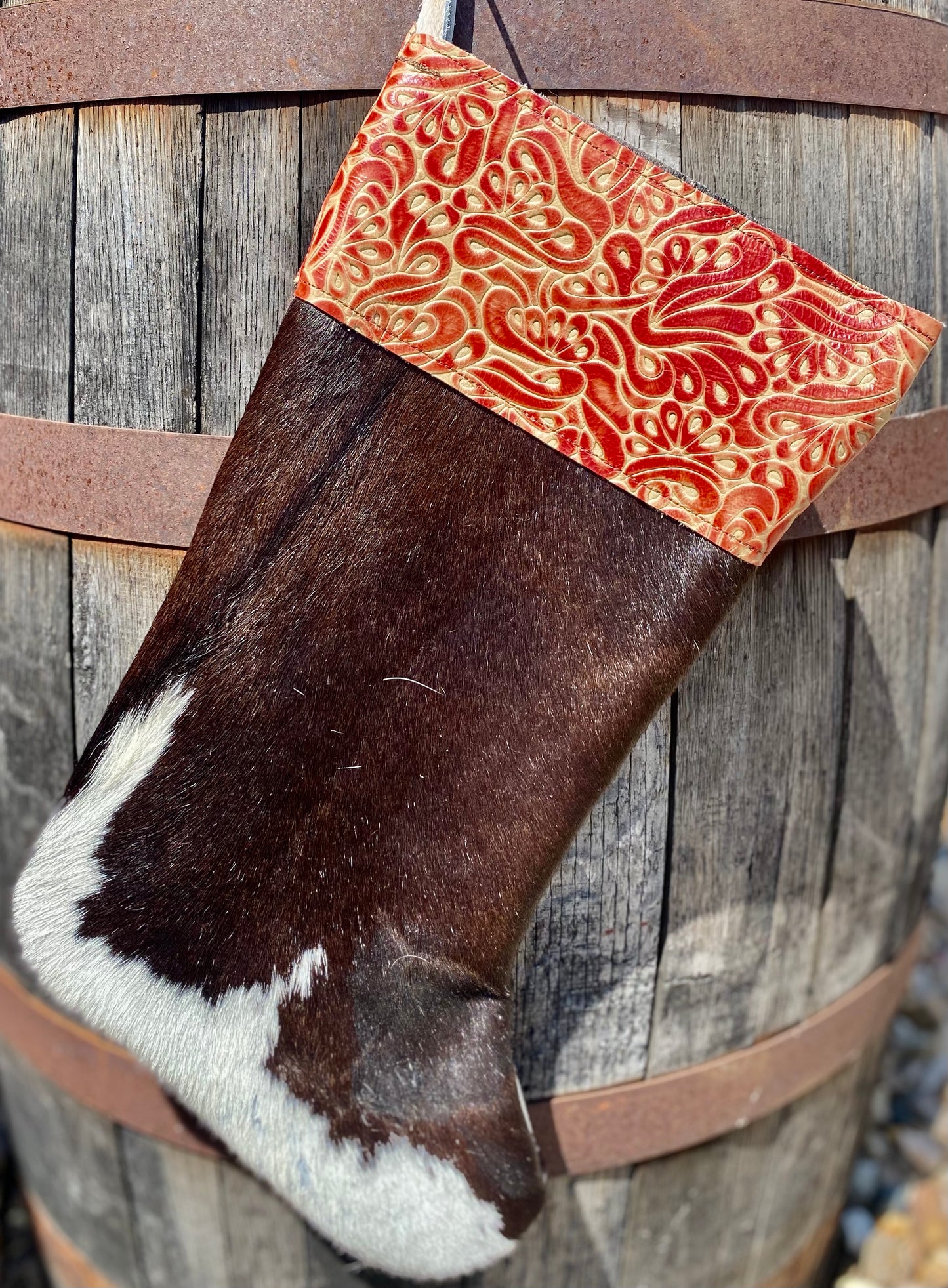 Cowhide Christmas Stocking