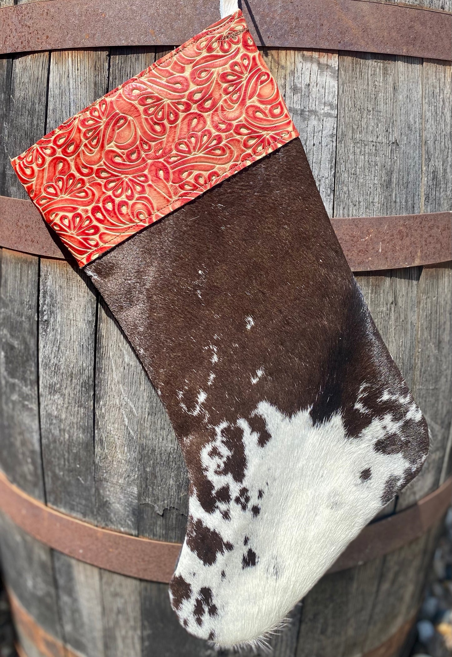 Cowhide Christmas Stocking