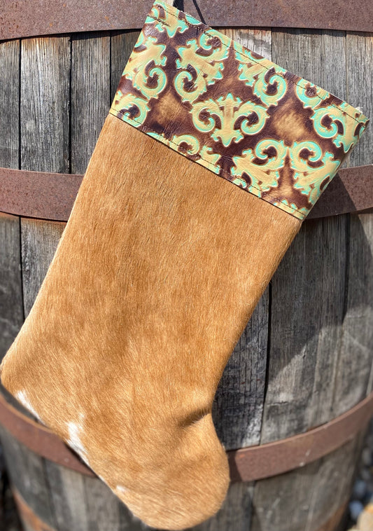 Cowhide Christmas Stocking