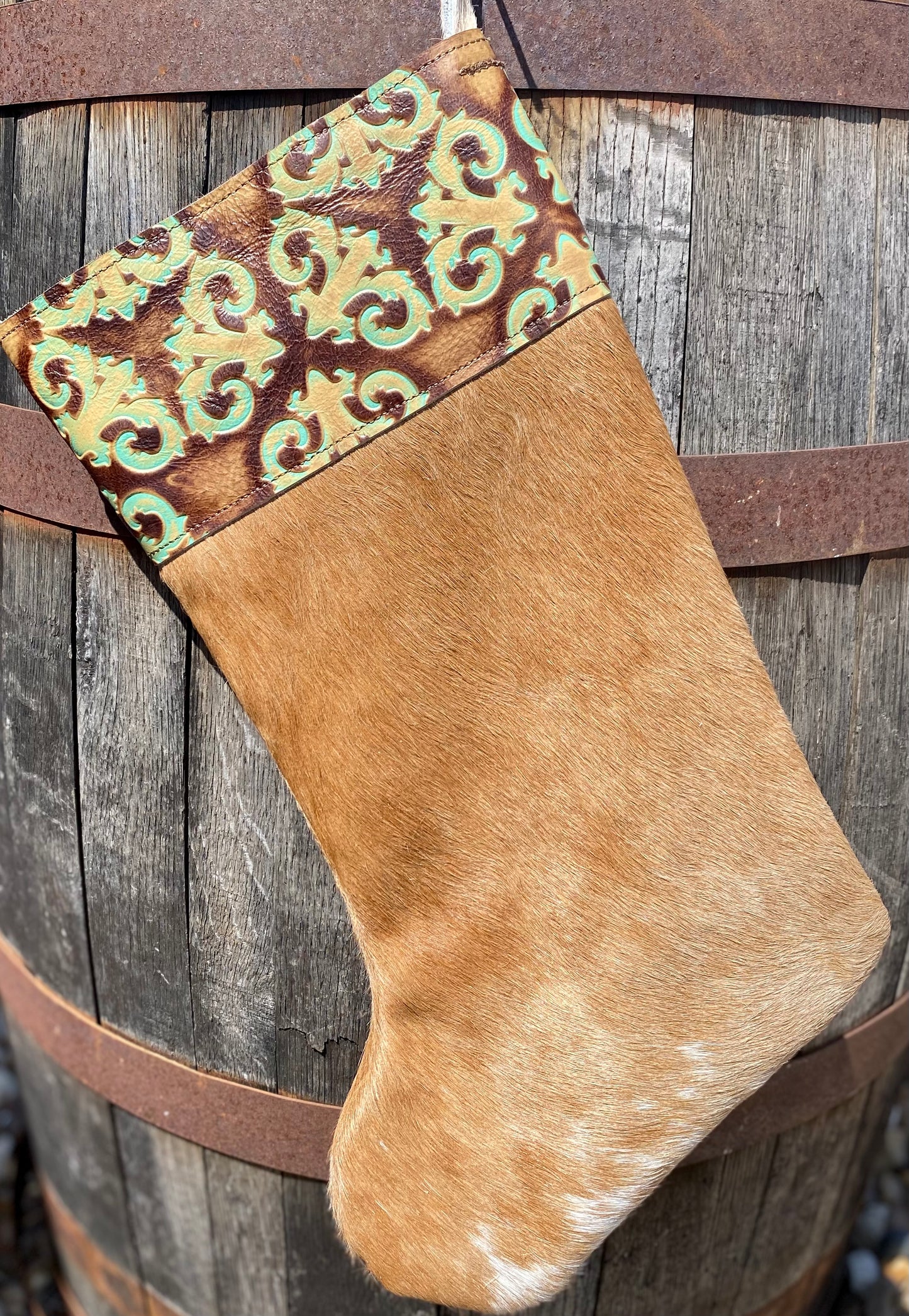 Cowhide Christmas Stocking