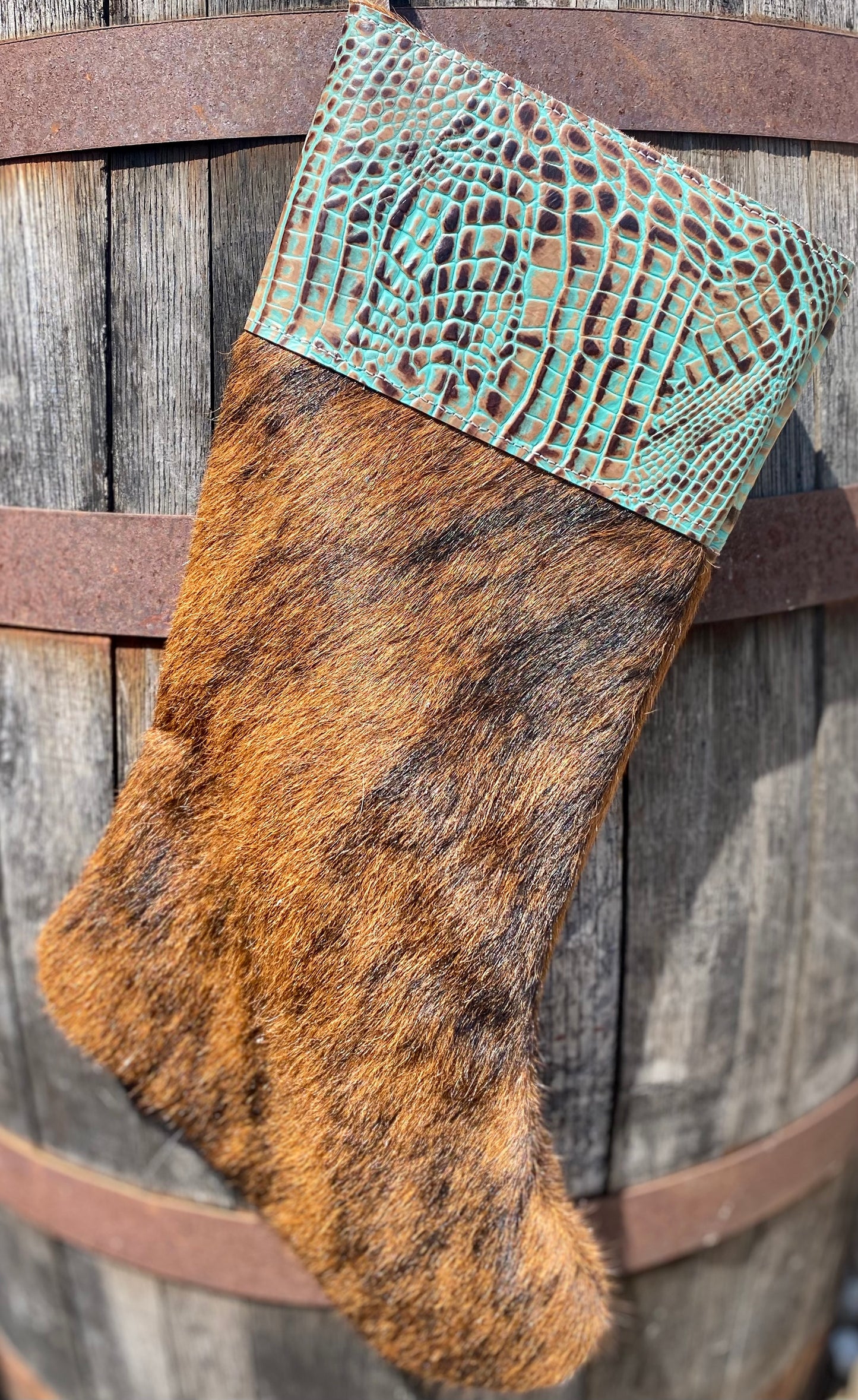 Cowhide Christmas Stocking