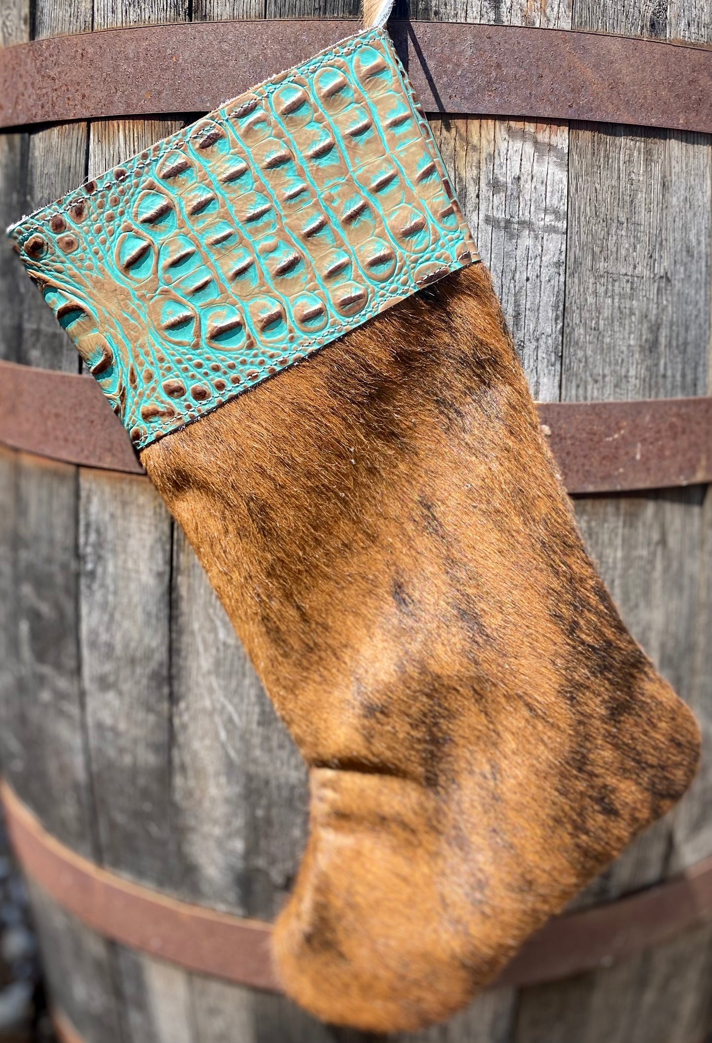 Cowhide Christmas Stocking