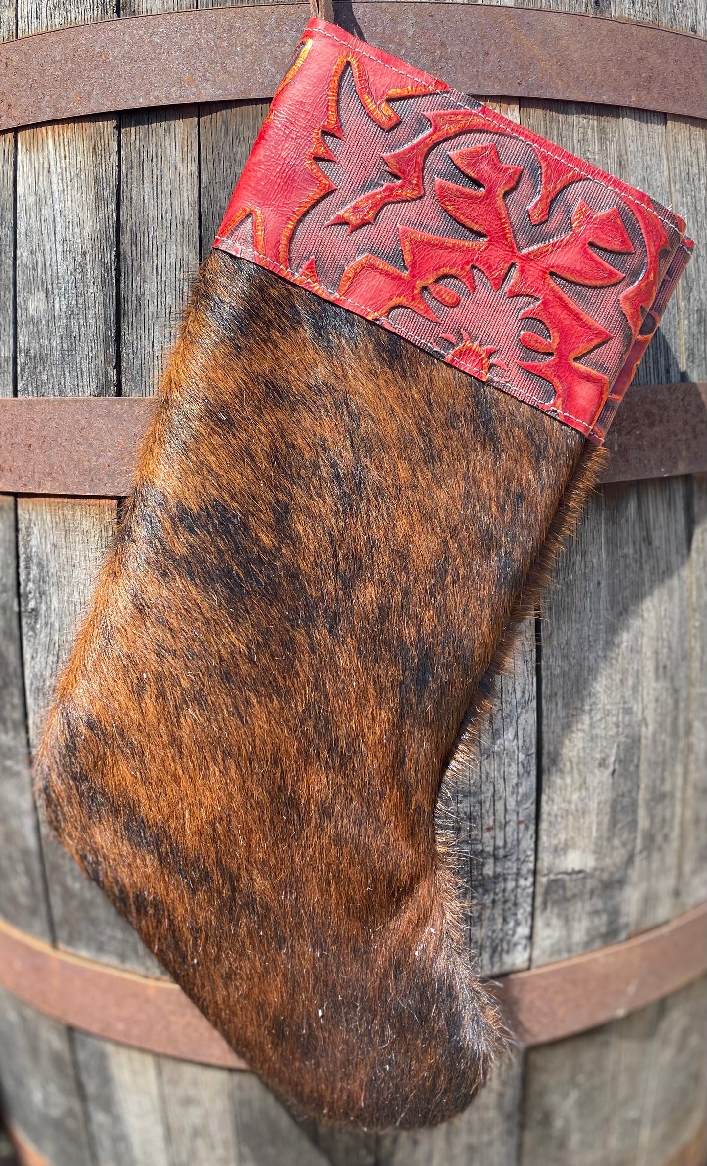 Cowhide Christmas Stocking