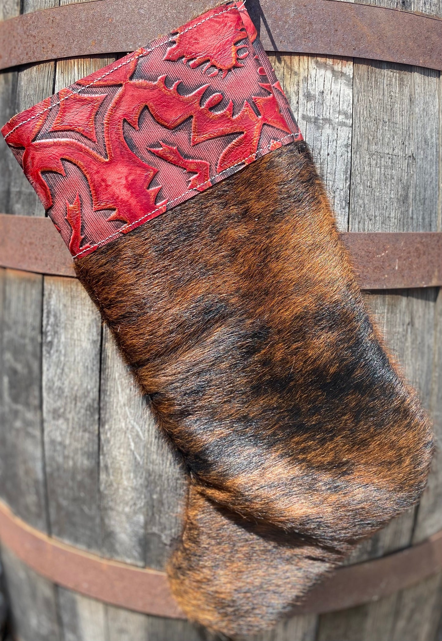 Cowhide Christmas Stocking