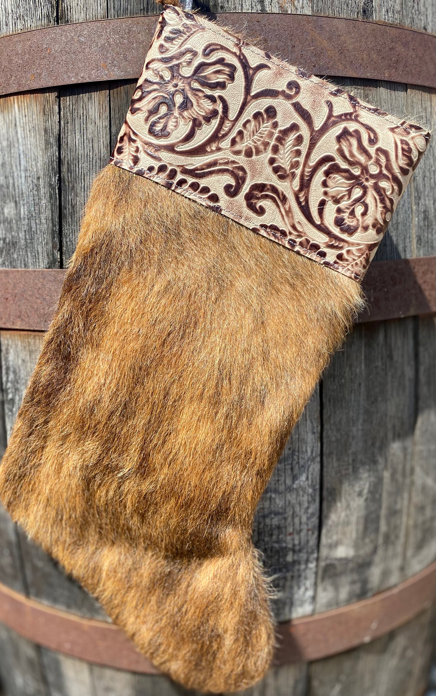 Cowhide Christmas Stocking