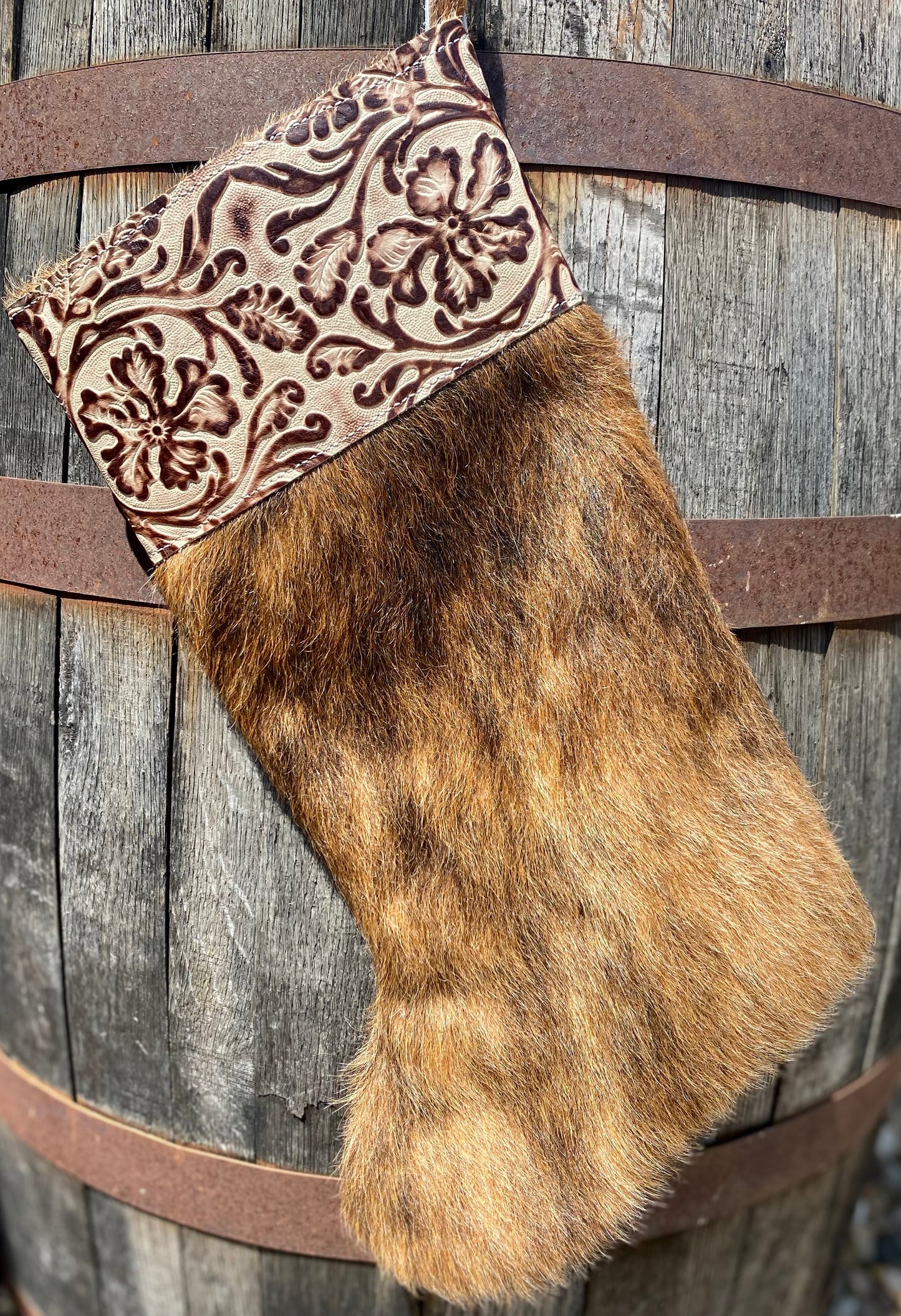 Cowhide Christmas Stocking