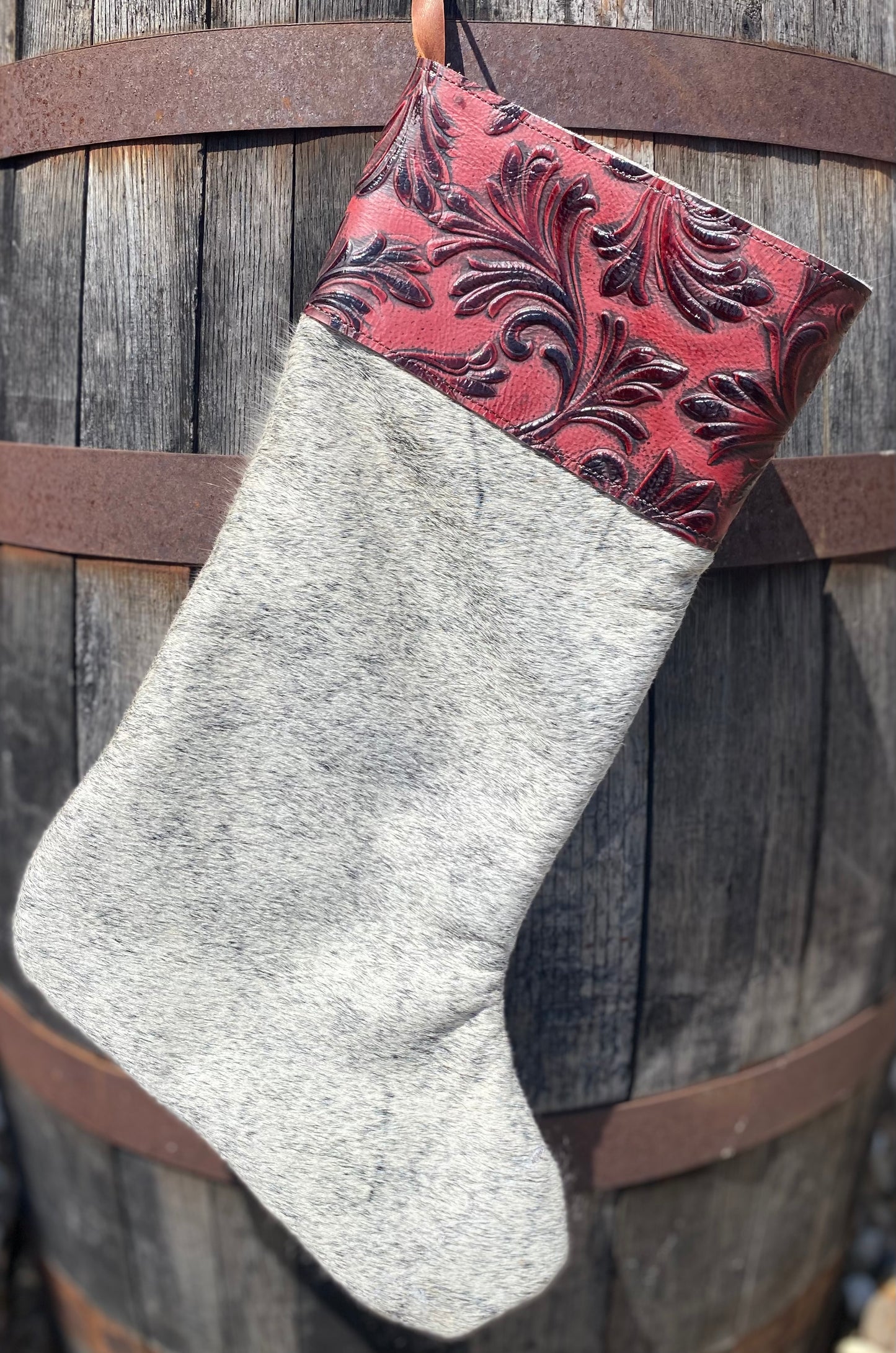 Cowhide Christmas Stocking