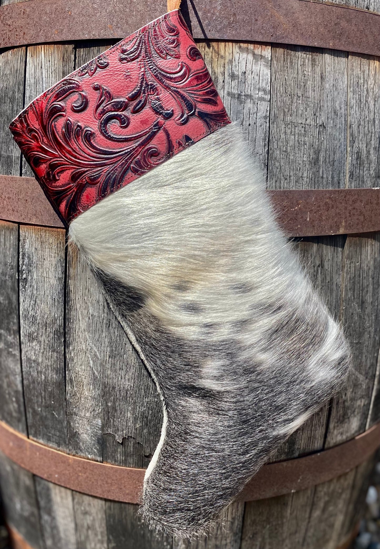 Cowhide Christmas Stocking