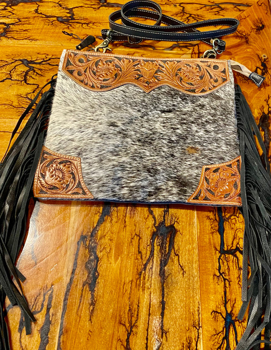 Cowhide and Tooled Leather bag