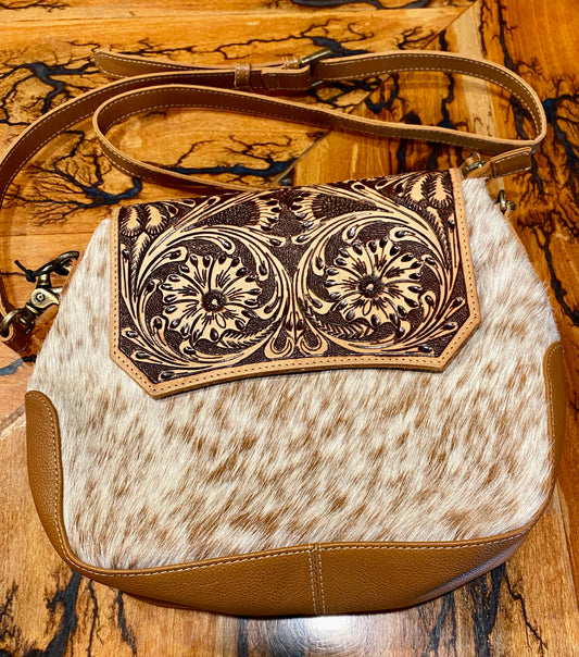 Cowhide and Tooled Leather bag