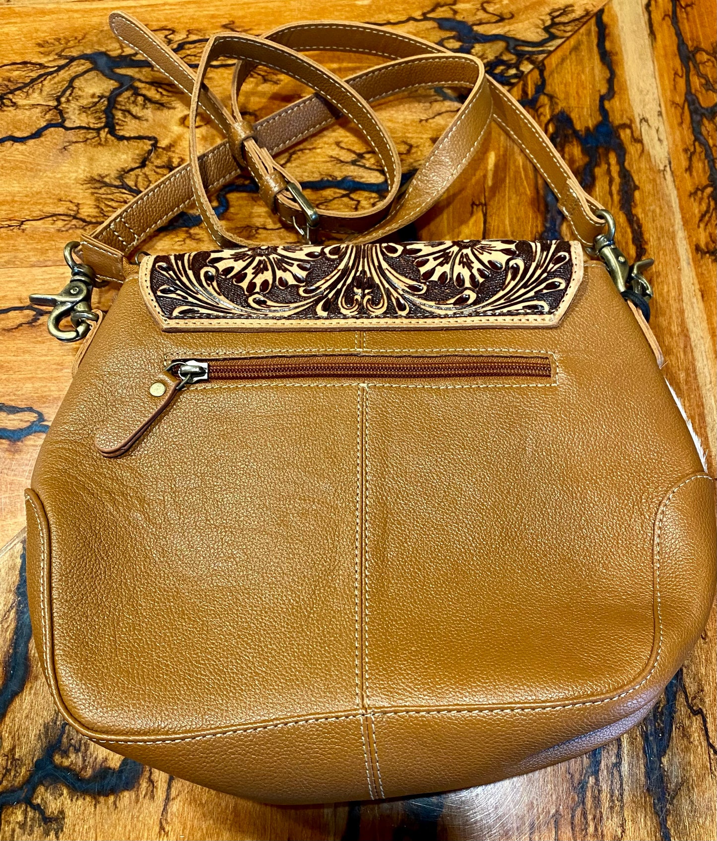 Cowhide and Tooled Leather bag
