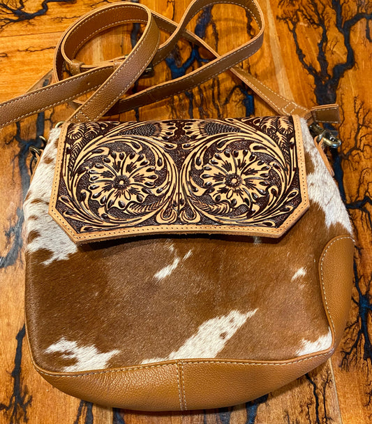 Cowhide and Tooled Leather bag