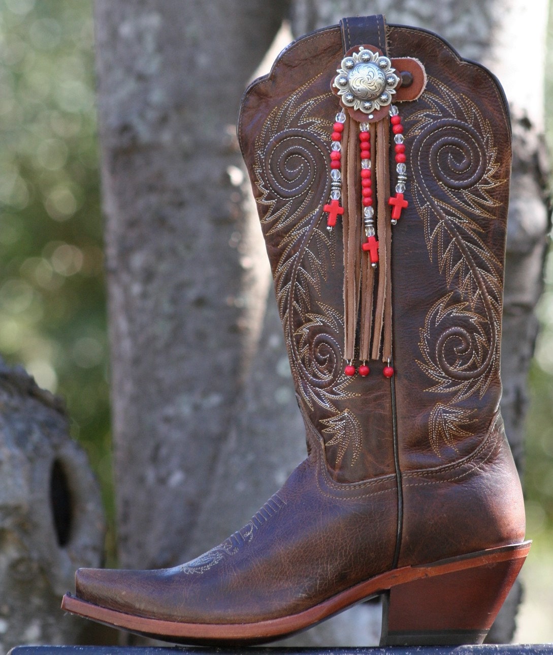 Boot Candy Toppers Red Crosses And Fringe