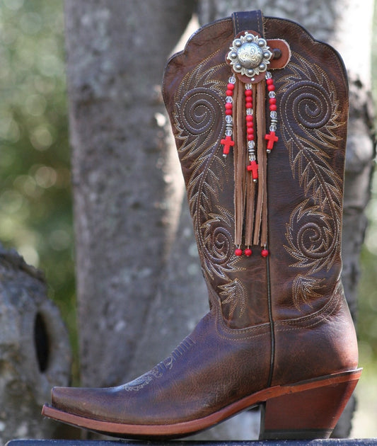 Boot Candy Toppers  Red Crosses And Fringe