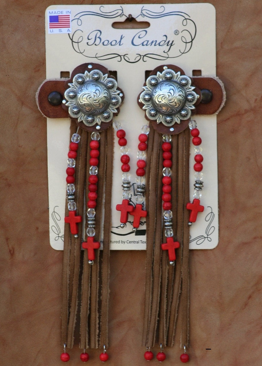 Boot Candy Toppers Red Crosses And Fringe