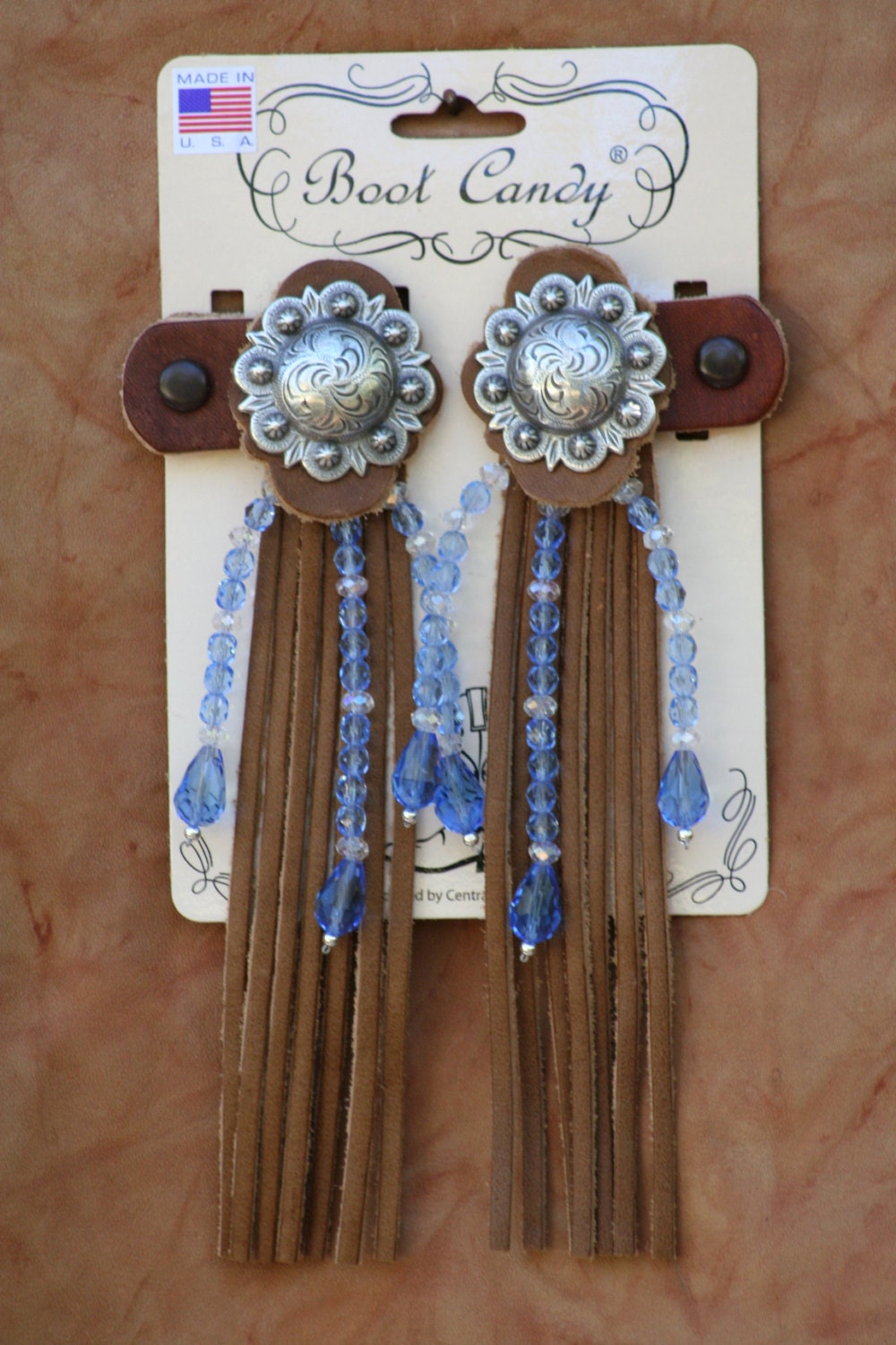Boot Candy Toppers Lt. Sapphire crystals and Fringe