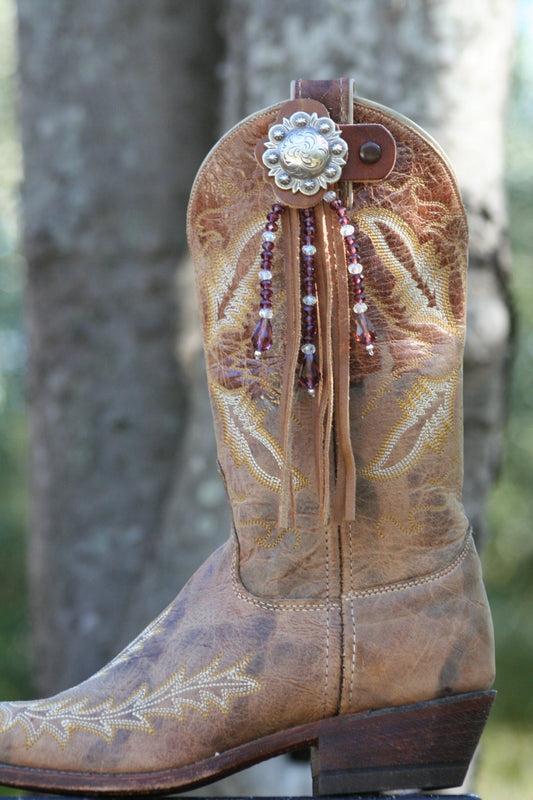 Boot Candy Toppers   Amethyst Crystals and Fringe