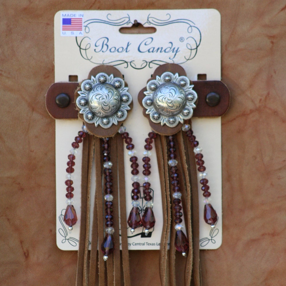 Boot Candy Toppers Amethyst Crystals and Fringe